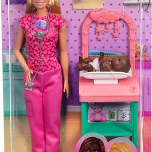 LALKA BARBIE LEKARZ PEDIATRA lalka Barbie doktor lalka bobasek + akcesoria