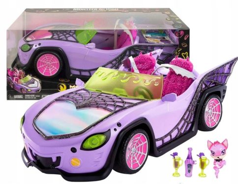Monster High fioletowy kabriolet z pajęczą siecią akcesoria auto dla lalki
