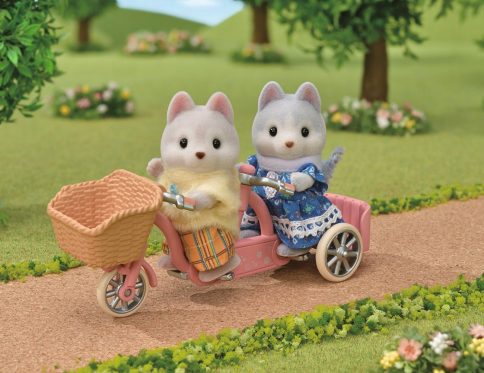 Sylvanian Families Pieski Husky na rowerze 05637 rower tandem rowerek psy