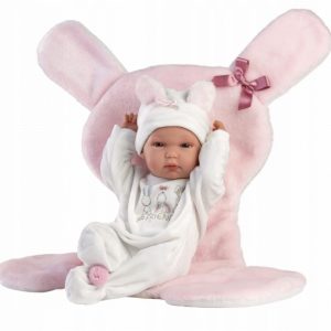 Hiszpańska Llorens Lalka winylowa bobas 35 cm Bimba z różową podusią