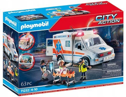 KLOCKI PLAYMOBIL KARETKA AMBULANS ŚWIATŁO DŹWIĘK 71232