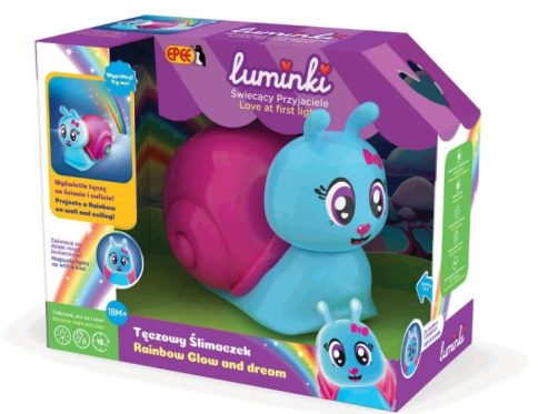 LAMPKA NOCNA PROJEKTOR ŚWIATŁO DŹWIĘK LUMINKI TĘCZOWY ŚLIMACZEK