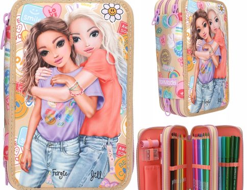 Piórnik rozkładany potrójny z wyposażeniem top model Girl Power Depesche