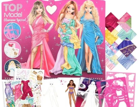 Zestaw Kreatywy Top Model Glamour Kolorowanka Naklejki szkicownik szablony projektantki mody