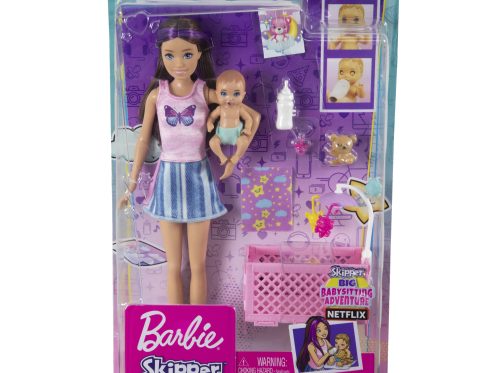 Barbie SKIPPER opiekunka Lalka z Bobaskiem pora karmienia + akcesoria HJY33