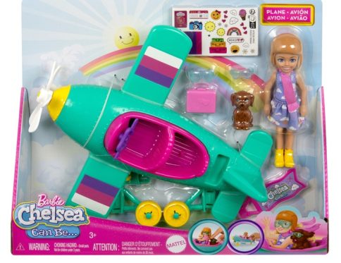 Lalka Barbie Chelsea Możesz być pilotką Samolot Zestaw z lalką HTK38