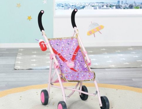 Wózek dla lalki spacerówka Baby Born 43 cm parasolka składany świecące koła