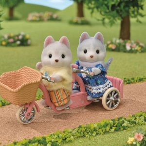 Sylvanian Families Pieski Husky na rowerze 05637 rower tandem rowerek psy