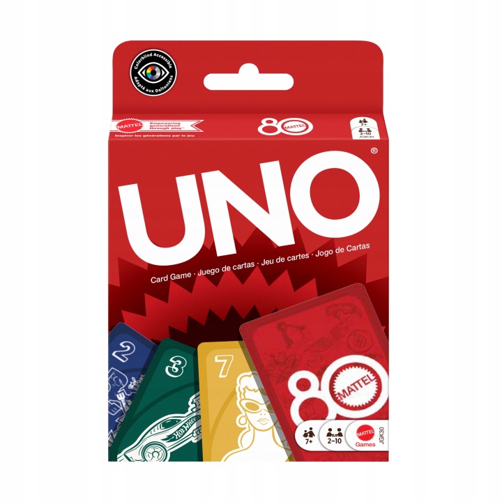 UNO-Mattel-80-lecie-Gra-karciana-Mattel-JGK30-Waga-produktu-z-opakowaniem-jednostkowym-0-16-kg