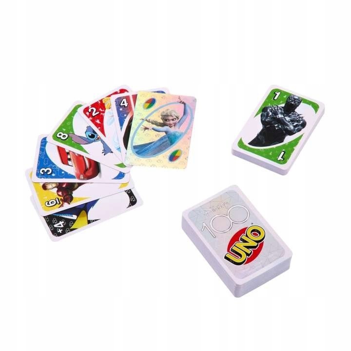 DISNEY-100-LAT-GRA-karciana-KARTY-UNO-Mattel-bohaterowie-bajek-Wiek-gracza-5-7-lat-8-11-lat