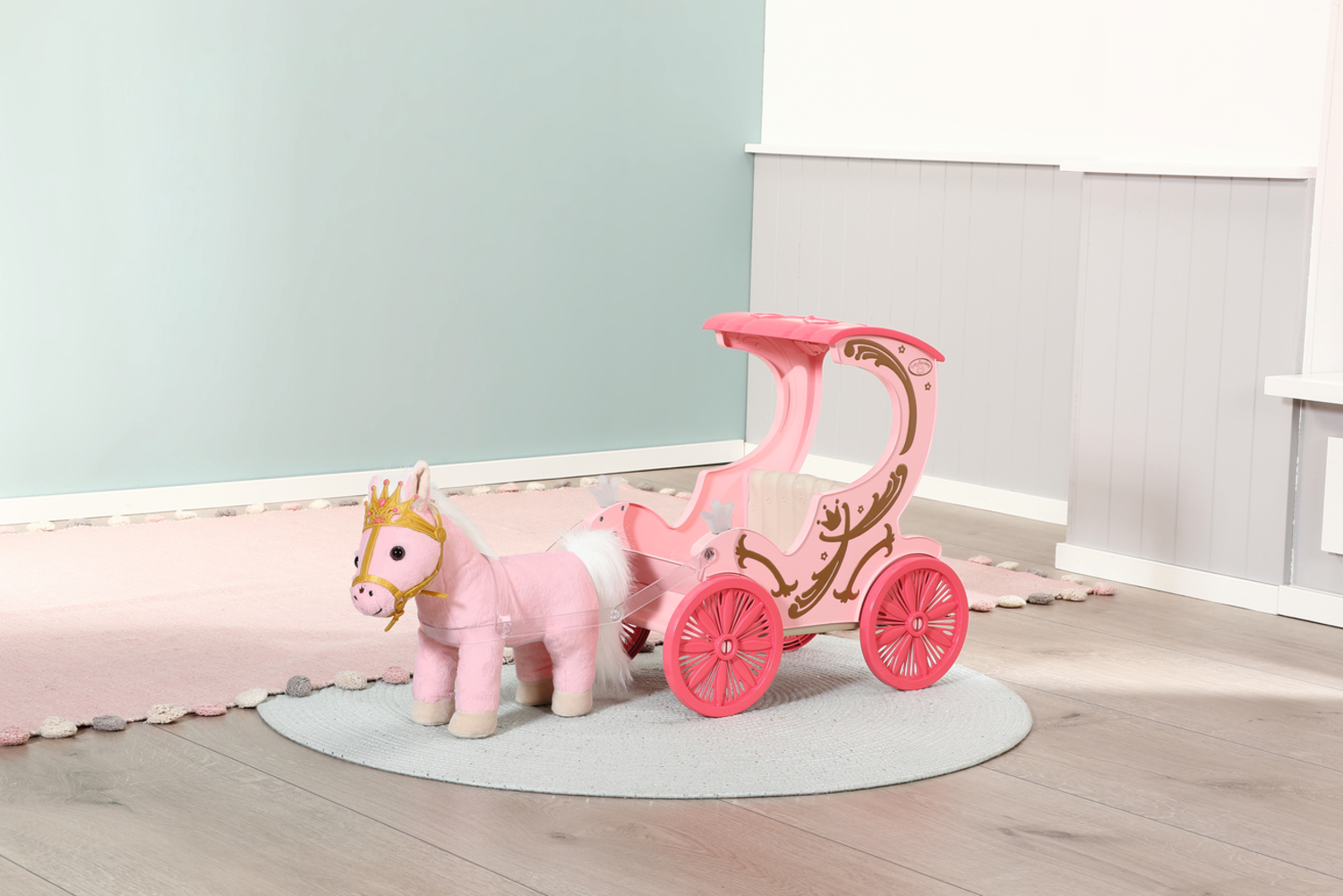 Wozek-karoca-dla-lalki-Baby-Annabell-kareta-z-koniem-Pony-kucyk-konik-Stan-opakowania-oryginalne