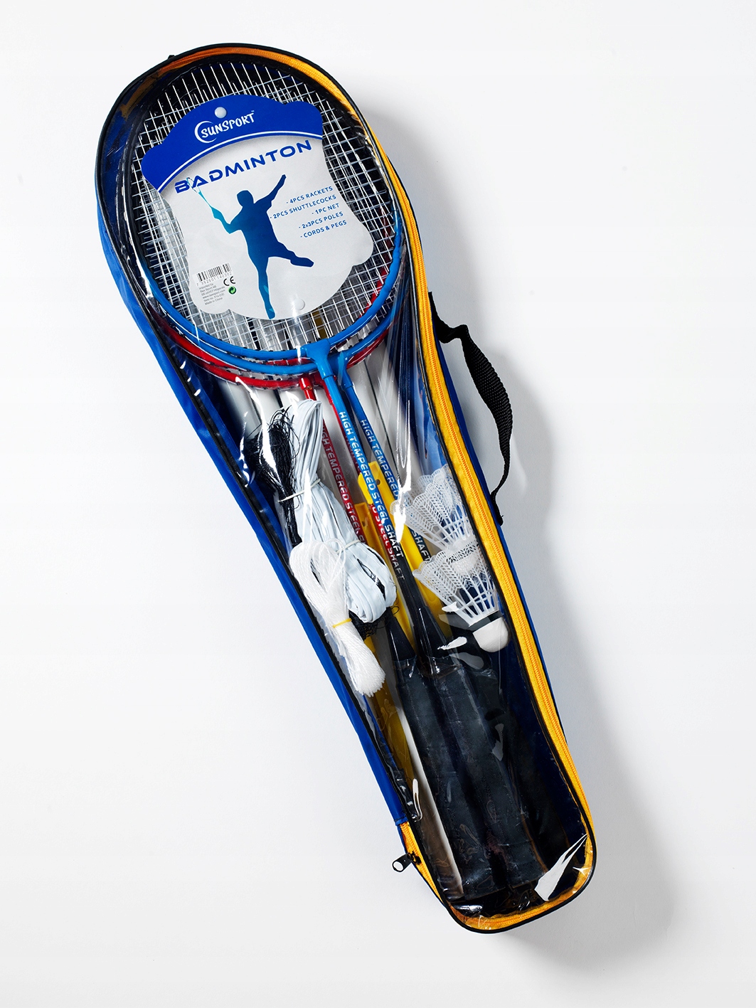 Zestaw-do-badmingtona-Sunsport-Badminton-dla-4-osob-siatka-rakietki-tenis-Stan-opakowania-oryginalne