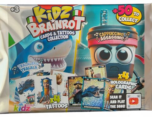 KIDZ BRAINROT 4x Kolekcjonerskie Karty Holograficzne i 4x Tatuaże