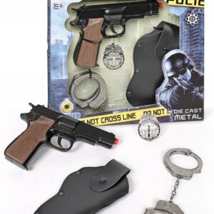 ZESTAW POLICJANTA METALOWY PISTOLET GONHER 425/6