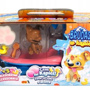 Brudaski w Kąpieli Zestaw Łazienka piesek CORGI CZARNO/BIAŁY błoto