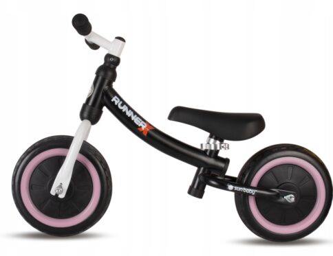 Rower biegowy Sun Baby RUNNER X 10″ Różowy czarny rowerek biegówka
