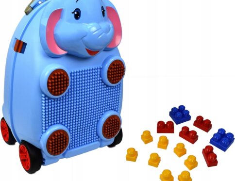 SŁOŃ 3D WALIZKA DZIECI BAGAŻ PODRÓŻNA KABINOWA + KLOCKI