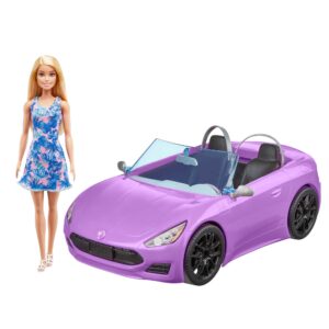 BARBIE AUTO KABRIOLET Fioletowy SAMOCHÓD DLA LALEK Zestaw z lalką + LALKA