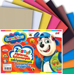 Zeszyt papierów kolorowych nabłyszczanych A4 10 kartek wycinanka Bambino