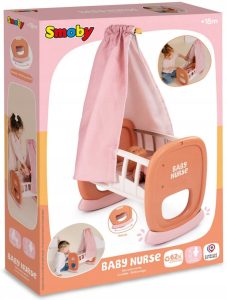 Smoby-Baby-Nurse-Kolyska-z-Baldachimem-dla-lalki-zabawka-dla-dziewczynki-Material-plastik-tkanina