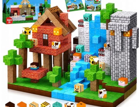Klocki magnetyczne 3D pikselowy duży zestaw 150 el dla dzieci