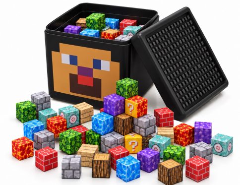 Klocki magnetyczne pikselowe 180szt +12 figurek 3D do złożenia w pudełku