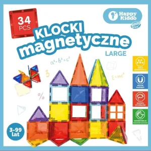 Happy Kiddo Klocki Magnetyczne 34 el. Zestaw Konstrukcyjny dla Dzieci 3+